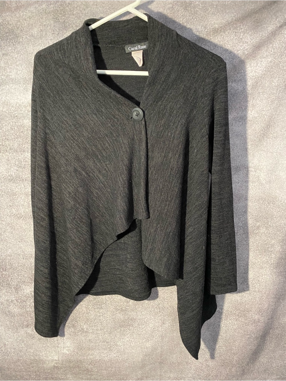 Carol Rose Womens Cardigan Sweater Size L Charcoal Gray Single Button